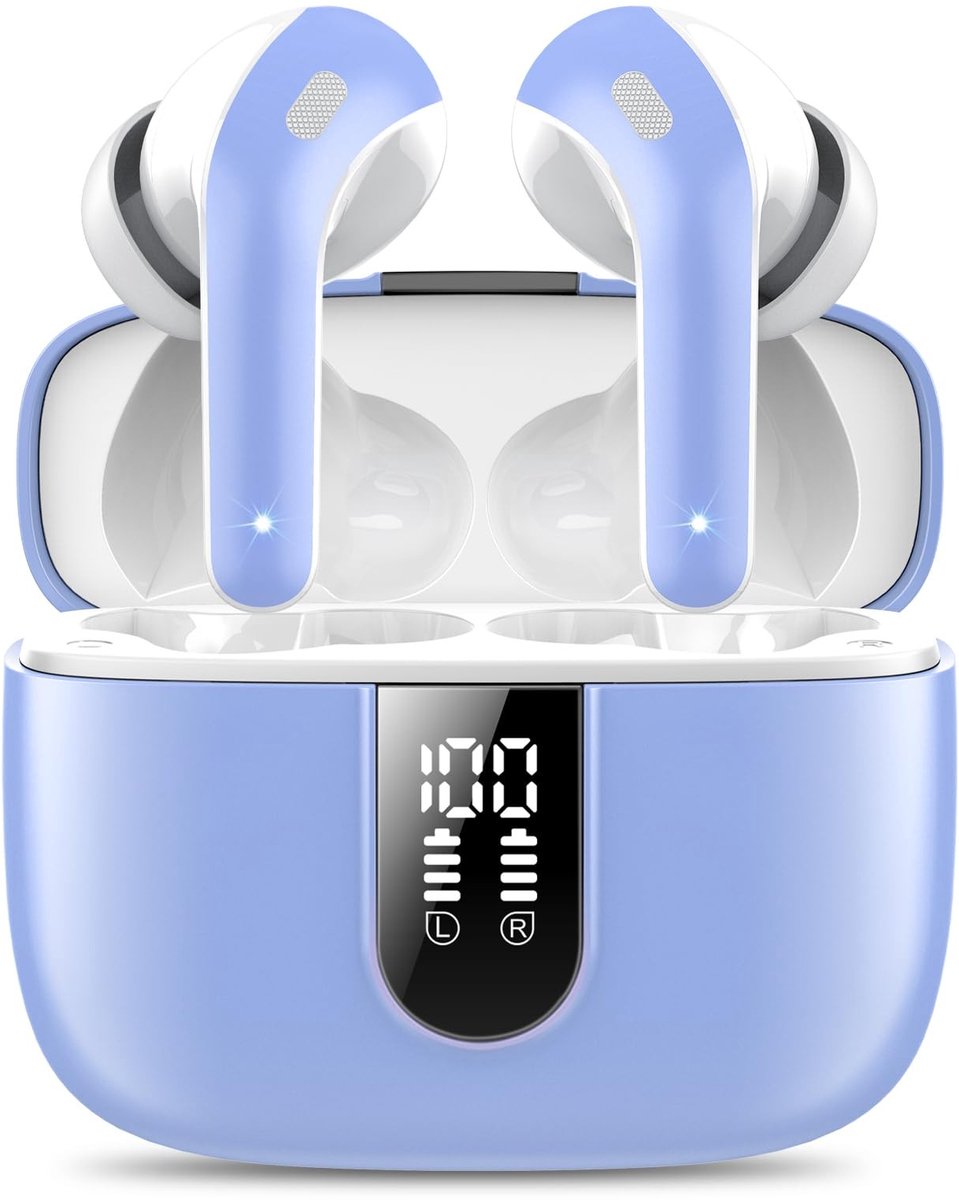 Dailygoods- Oordopjes Draadloos met Bluetooth 5.3 - 50 Uur Speeltijd - Noise Cancelling - IPX7 Waterdicht - 14,2 mm Drivers - Basversterking 85% - Draadloze Oortjes