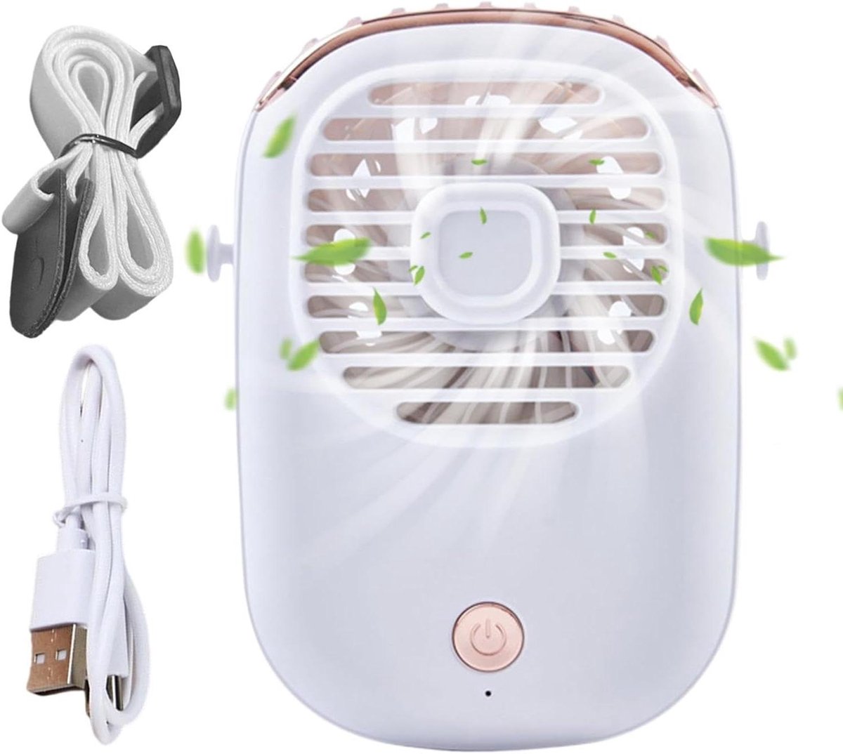 Nekventilator - Handventilator Oplaadbaar - Persoonlijke Verkoeling - Stille Natuurlijke Luchtstroom - 4 x 9.5 x 4 cm - Wit
