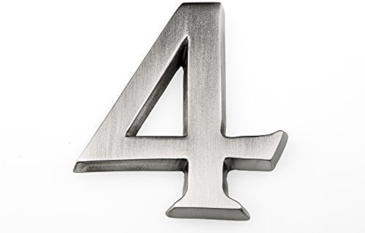 Dailygoods - Aluminium Huisnummer 4 10 cm - Elegant Huisnummerbordje van Geanodiseerd Aluminium