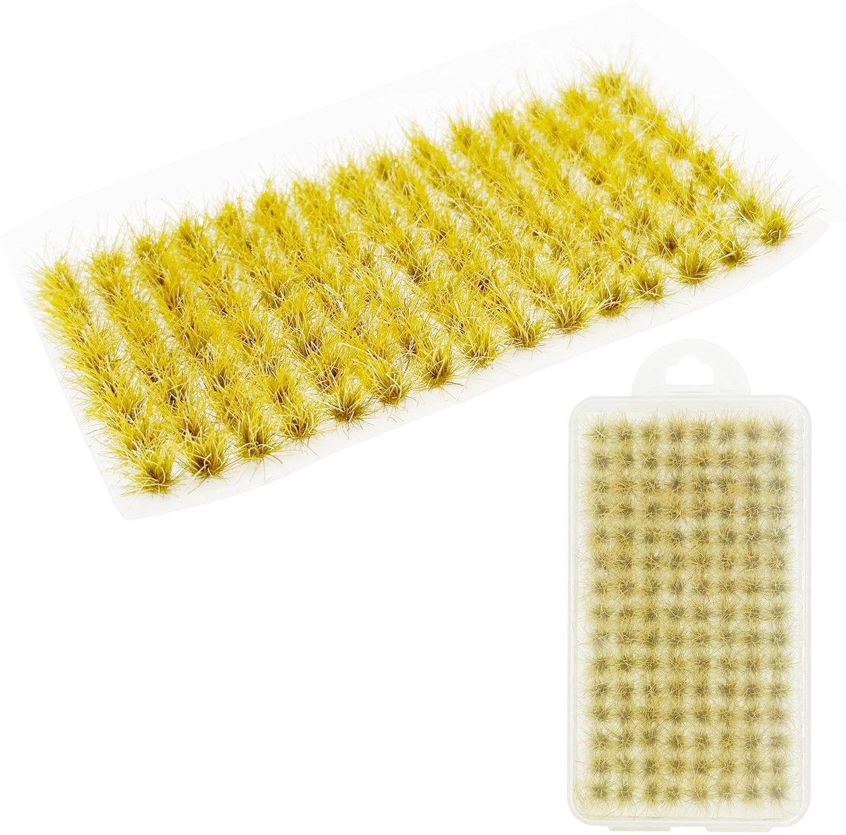 Dailygoods- Statisch Gras - 120 Stuks - Tuft Model - Miniatuur Landschap - Nylon Plukjes - Geel - Afmeting 1 x 1 cm - Modelgras