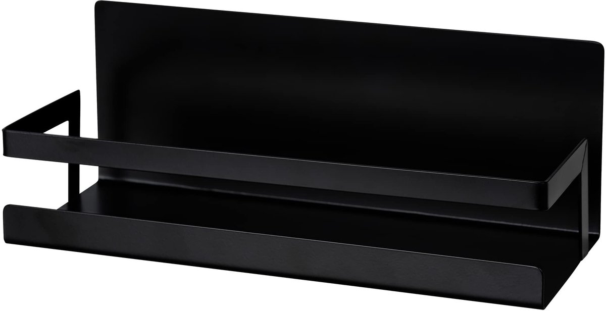 Dailygoods - Magnetisch Specerijenrek met Rand - Zwart, Voor Keuken en Tuin, 30 x 12 x 11 cm