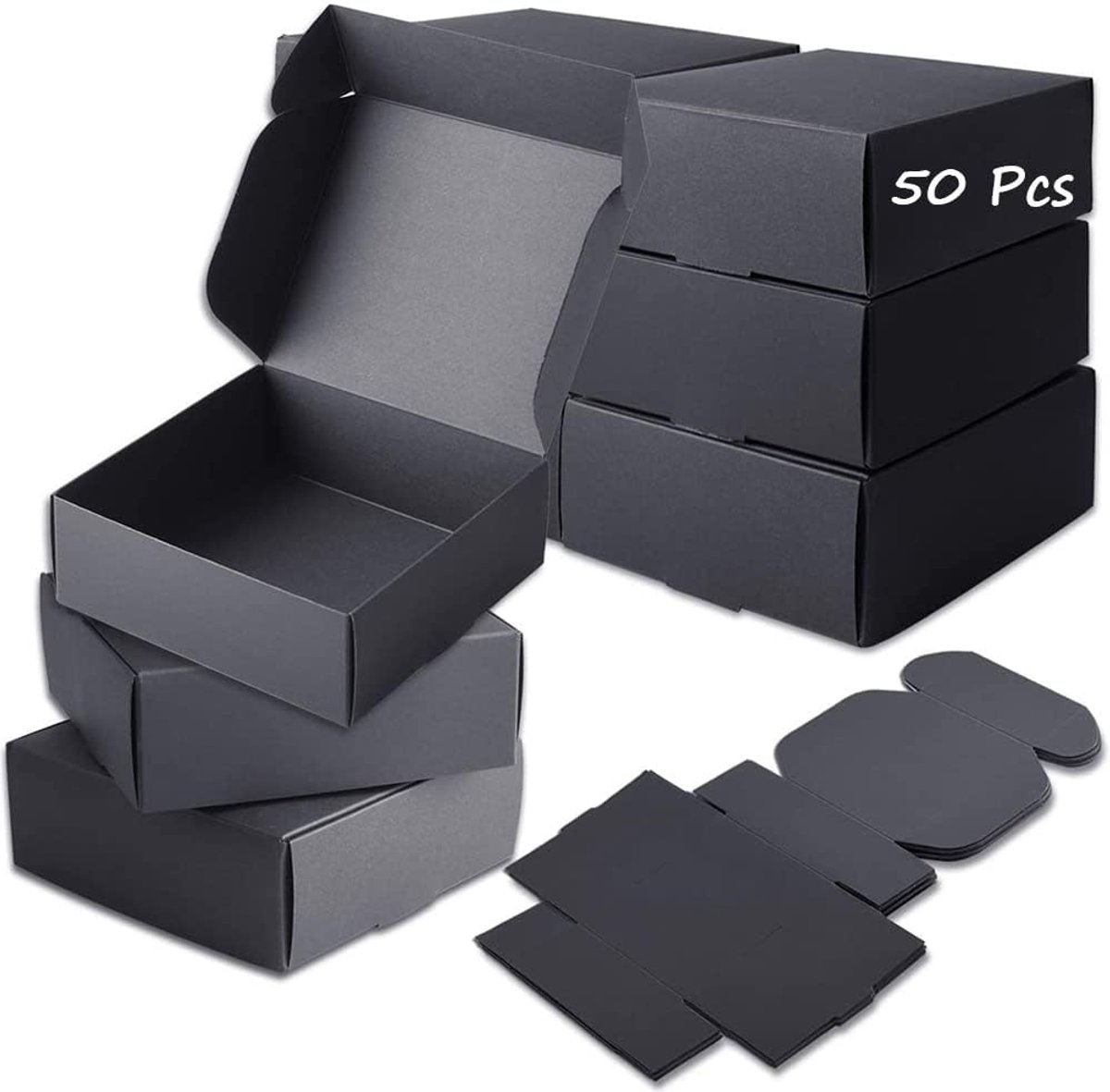 Dailygoods - 50 Stuks Zwarte Kraftpapieren Dozen - Geschenkdozen voor Feestjes en Verjaardagen