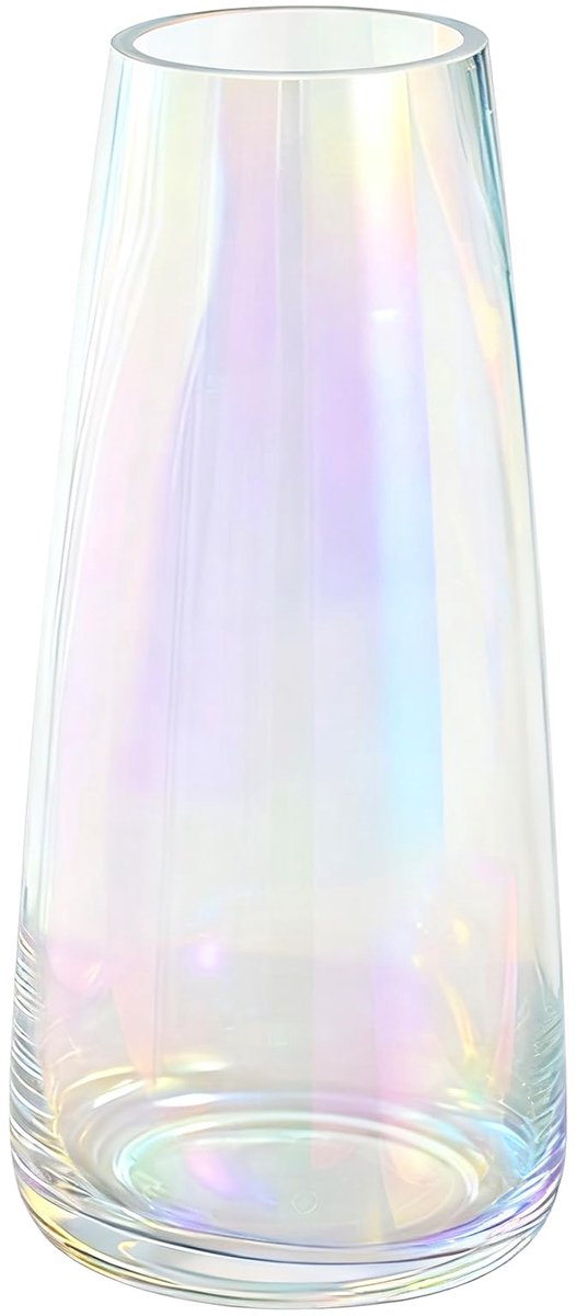 SnelShoppen - Kleurrijke iriserende glazen vaas 22 cm - Perfect voor bloemen & decoratie - Modern design - Multifunctioneel voor huis, tuin en feest