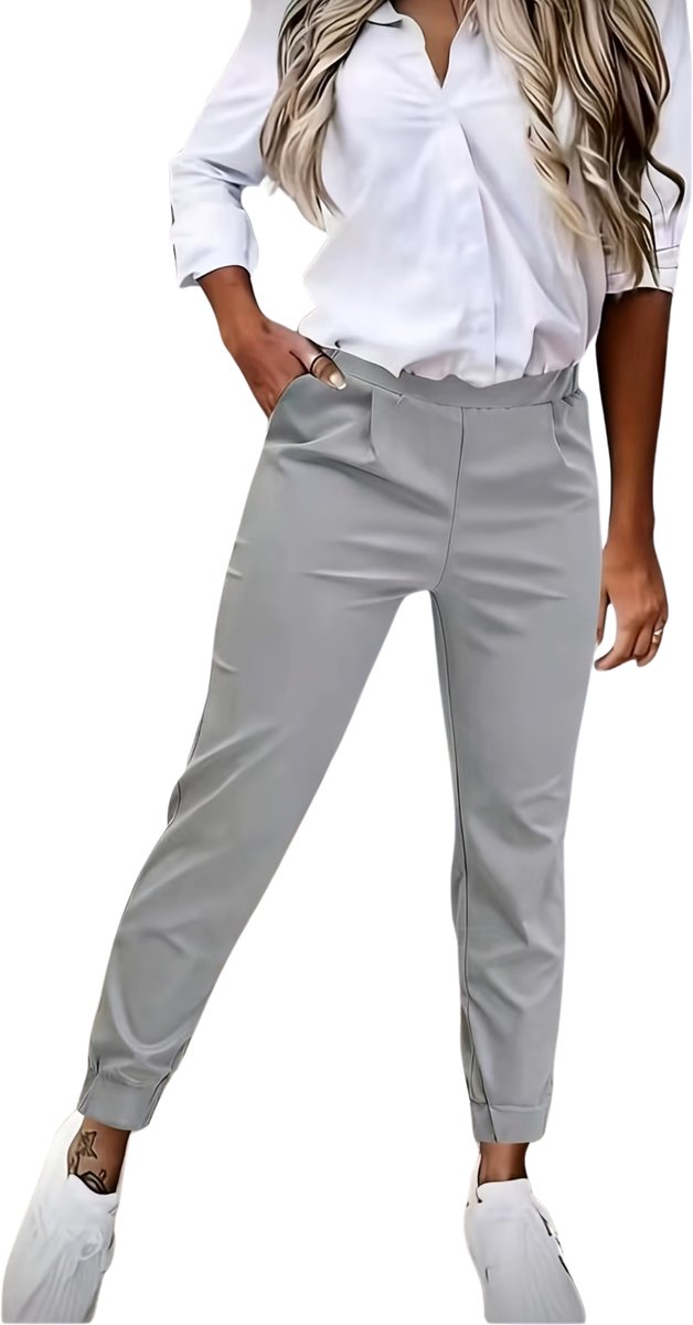 Currero Pantalon Dames Chino Golfbroek Nette Broek Met Elastische Tailleband Volwassenen Ruimtegrijs