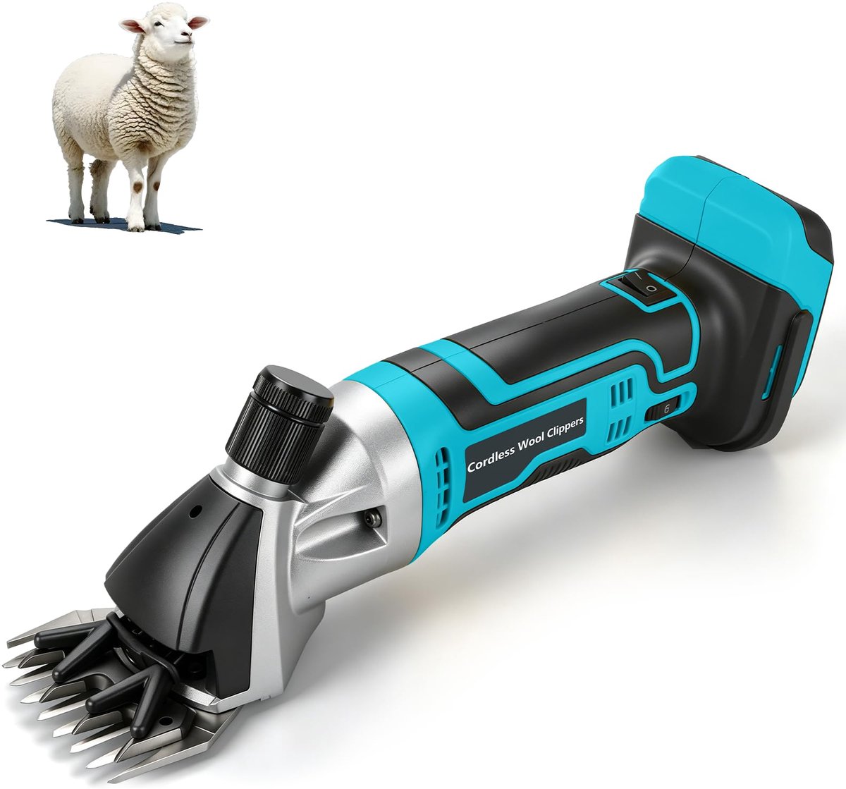 SnelShoppen - Accu Schaaptrimmer 850W - Draadloze Scheermachine voor Schapen, Alpaca's, Geiten, Paarden - 6 Versnellingen, 13 Tanden, 18V Lithium (zon