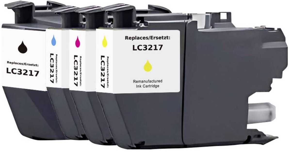 Renkforce Inkt combipack vervangt Brother LC-3217BK, LC-3217C, LC-3217M, LC-3217Y Compatibel Zwart, Cyaan, Magenta, Gee