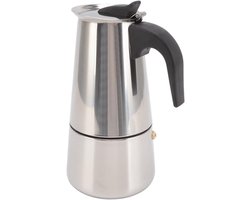Roestvrijstalen Koffiepot - Espressomachine Moka - Authentieke Koffie Zetten - Voedselveilig Materiaal - 4 Kops - Zilver