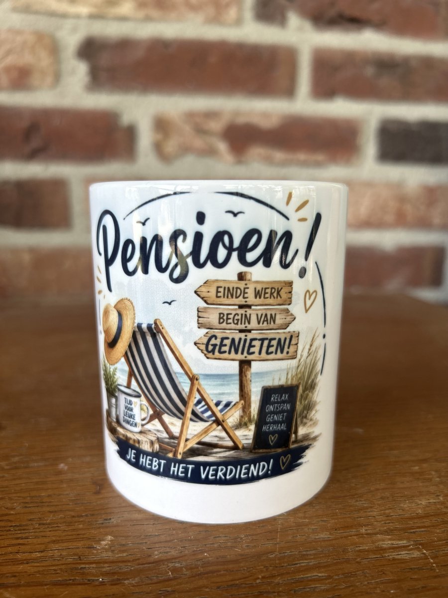 Creaties van hier - mok pensioen - einde werk begin van genieten