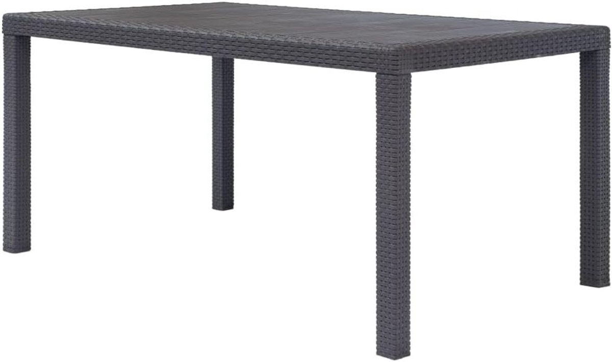 Buitentafel Rechthoekig - Tuintafel Kunststof - Buiten Eten - Rotan Look - 150 x 90 x 72 cm - Bruin