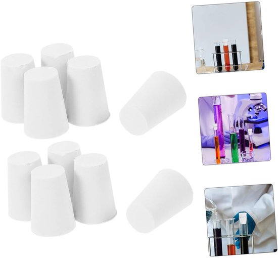 Rubberen Flesstopjes - Afsluitpluggen Sluitingen - Laboratorium Experimenten - Zonder Gat Ontwerp - 15mm x 11mm - Wit — afbeelding 3