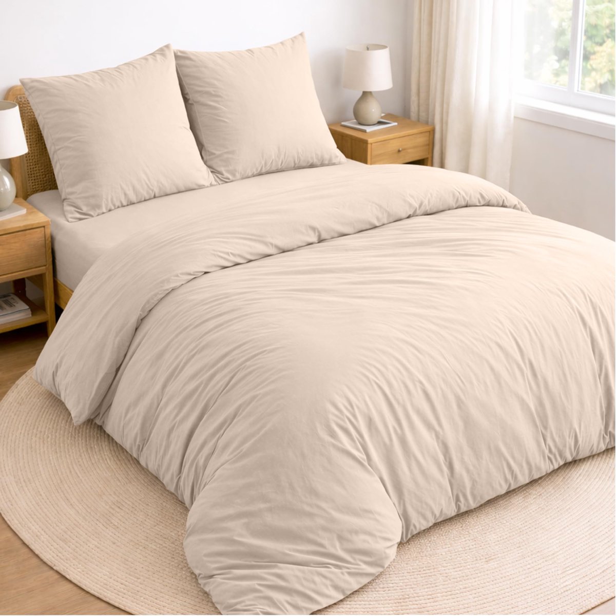 SnelShoppen - Twinzen Beddenset 180x200 cm - 4-delig Dekbedovertrek 240x260 cm, Hoeslaken 180x200 cm, 2 Kussenslopen 65x65 cm - Geborstelde Microvezel