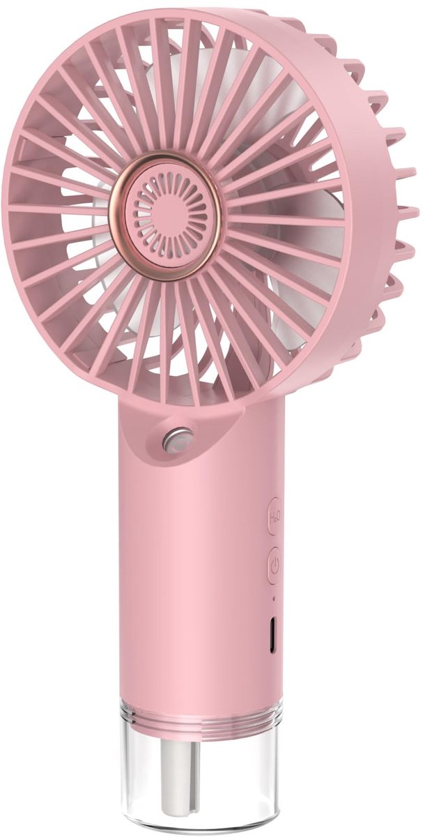 SnelShoppen - Leuke Draagbare Mini-Ventilator met Waterspray - Turbo Handventilator USB Oplaadbaar - 3 Snelheden - Perfect voor Reizen, Kantoor, Buite