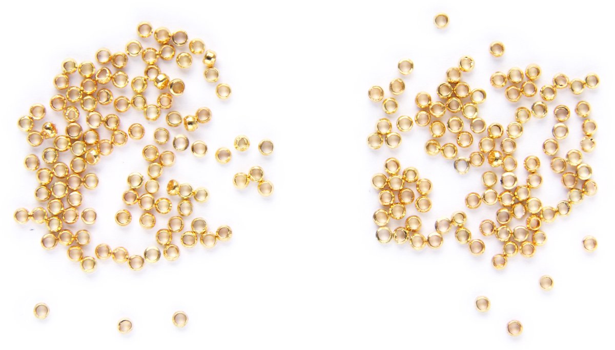 Knijpkralen, van huidveilige metaalsoort, 200 stuks, goudkleurig – 2mm