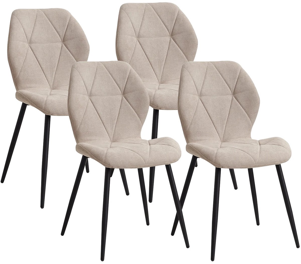 Stervia Eetkamerstoelen Set Van 4 Beige - Zachte Fluwelen Bekleding - Scandinavische Stijl - Ergonomisch - 42 × 48 × 86 cm