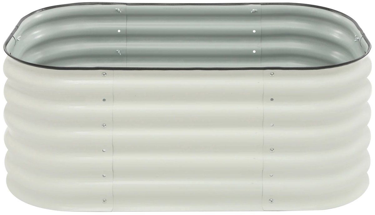 Linkforu - Verhoogde Plantenbak - Metaal - Gegalvaniseerd - Moestuinbak - Bloembak - Wit - 105 X 60 X 43 CM