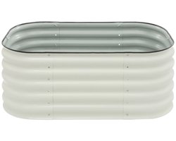 Linkforu - Verhoogde Plantenbak - Metaal - Gegalvaniseerd - Moestuinbak - Bloembak - Wit - 105 X 60 X 43 CM
