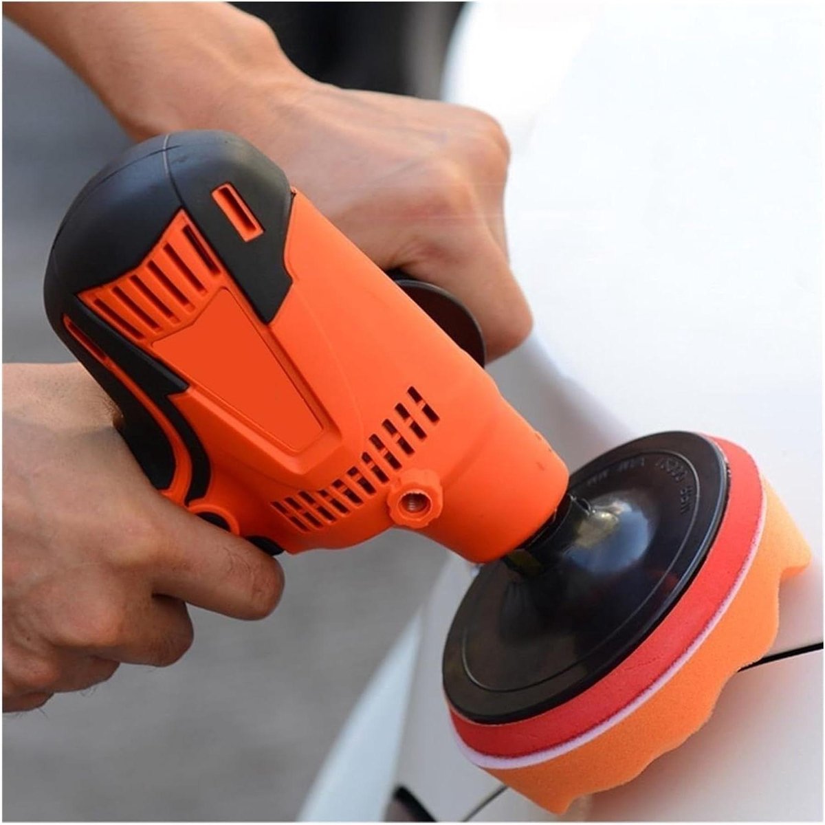 Elektrische Polijstmachine - Polijstmachine Auto - Oppervlakken Polijsten - Verstelbare Snelheid - 125 mm Schijfdiameter - Zwart Oranje