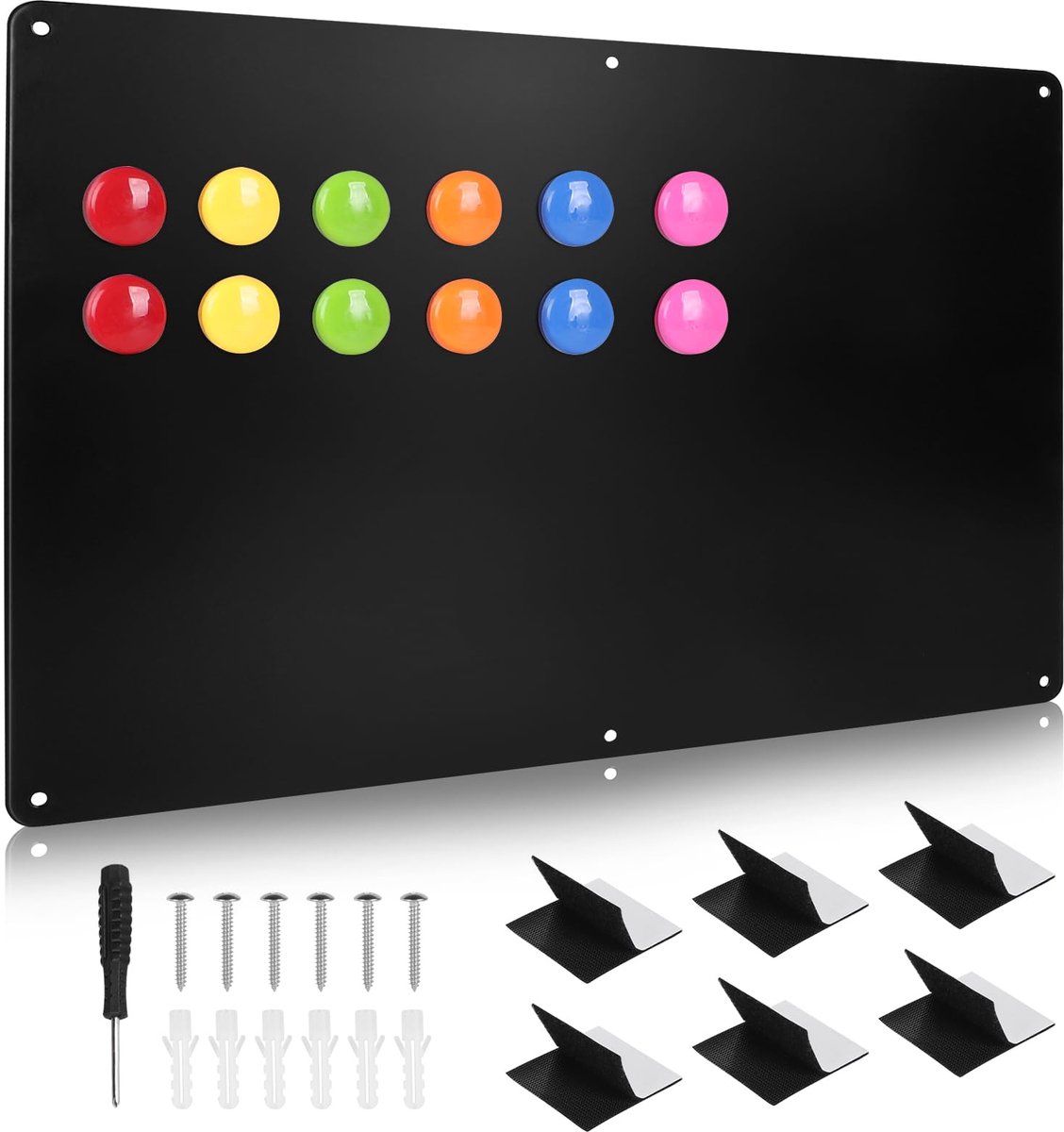 SnelShoppen - Magnetisch Bord 42x30cm Zwart - Metalen Notitiebord voor Keuken, Kantoor, Notities en Foto's - Beschrijfbaar en Decoratief