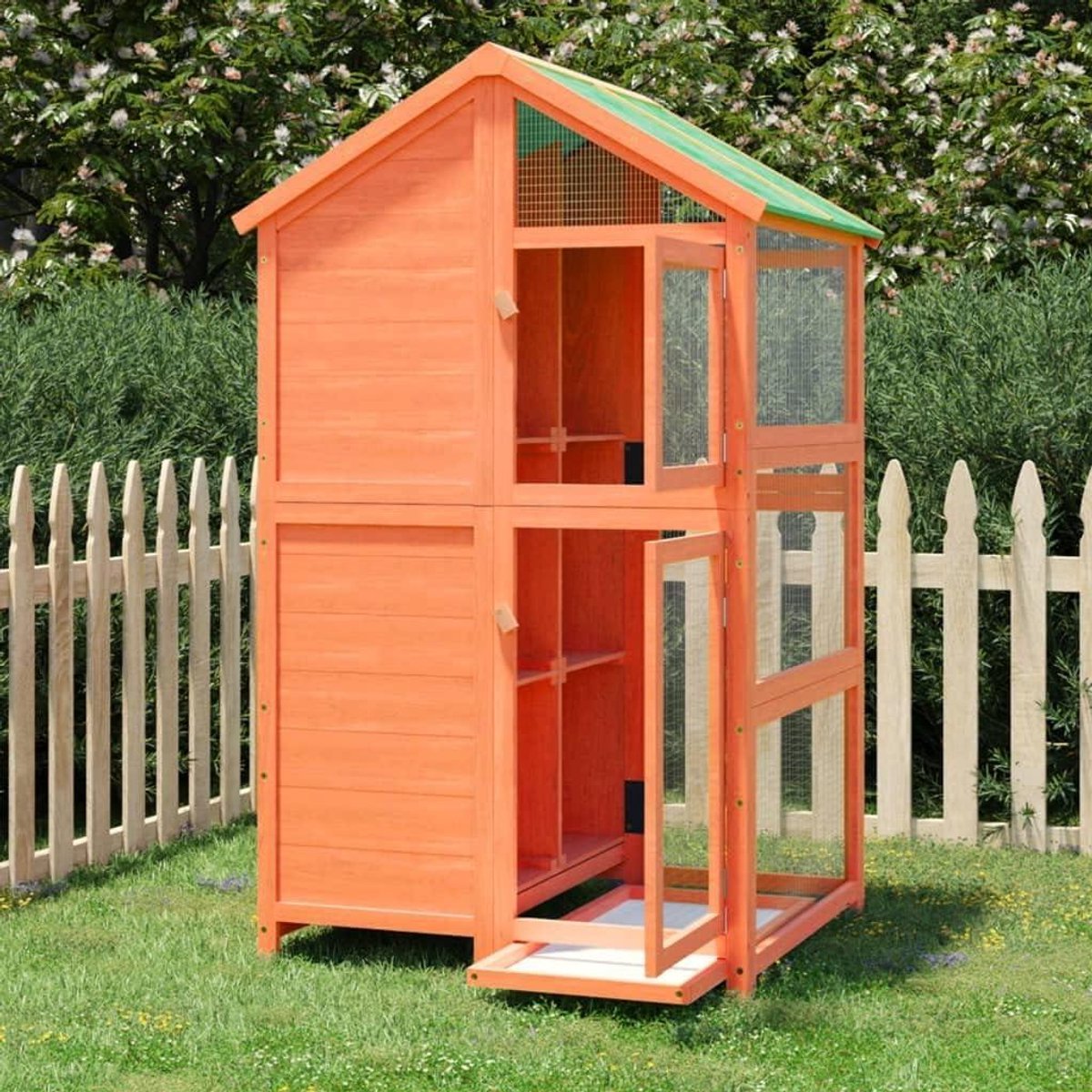 Vogelhuis Buiten - Volière Huis - Vogels Huisvesten - Waterdicht Dak - 97 x 81 x 152 cm - Bruin