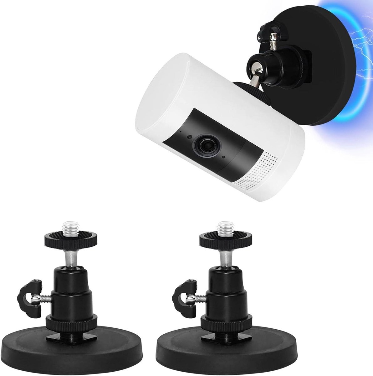 Magnetische Camerabevestiging - Camera Mount - Beveiliging Thuis - Rubberen Coating - 2 stuks - Zwart