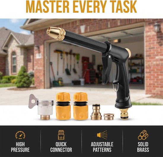 Hogedrukspuit - Waterpistool Tuinslang - Auto en Tuin Reinigen - Verdikte Verzinkte Mondstukken - 260 g - Rood — afbeelding 5