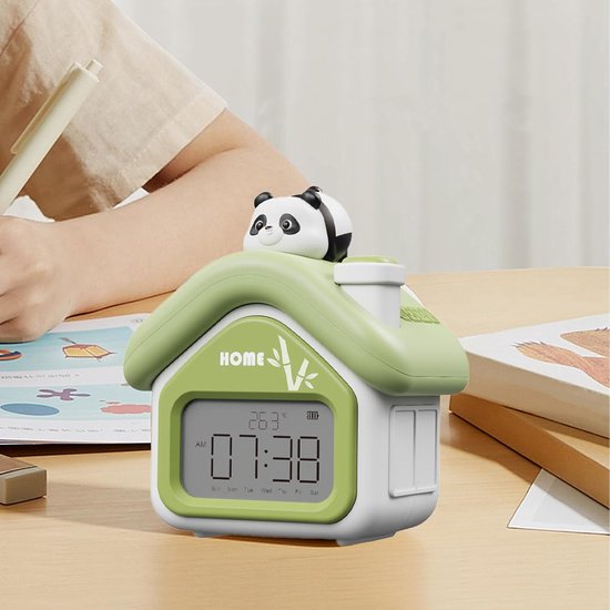 Kinderwekker Digitaal - Cartoon Klok Slaapkamer - Kinderen Leren Klokkijken - Zacht Nachtlampje - 95 cm - Groen — afbeelding 3