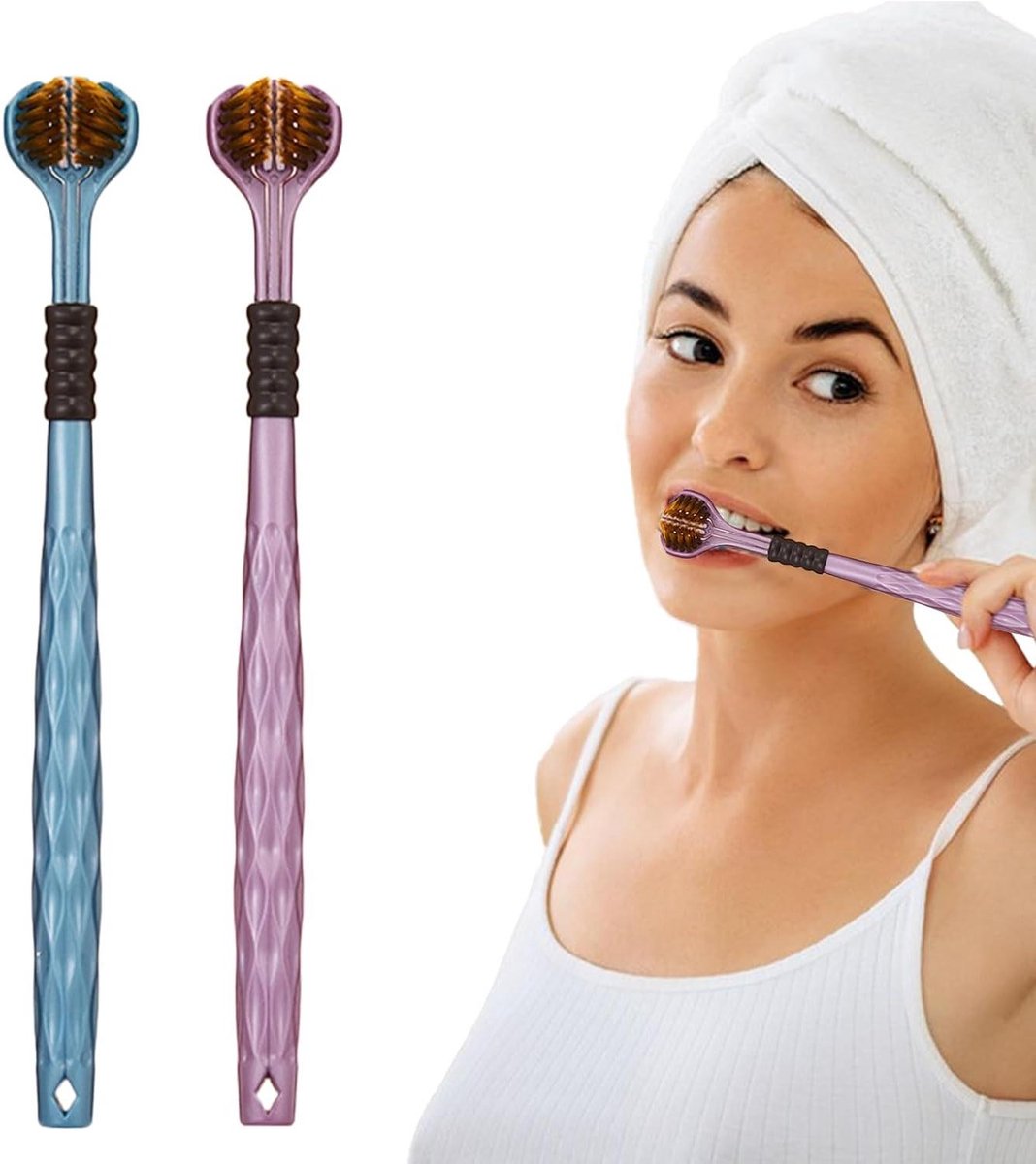 Reistandenborstels - Driezijdige borstel - Mondhygiëne - Drie-in-één reiniging - 19 cm - Willekeurig