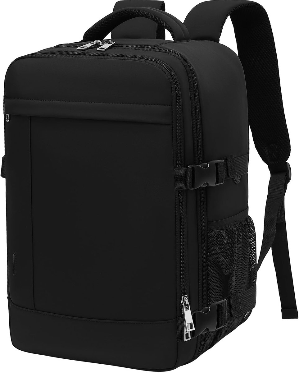 SnelShoppen - Lossga Ryanair Cabin Tassen 40x20x25cm, Zwart, Ruim 55x40x20cm, Ideaal voor Vliegtuigreizen, Weekendjes Weg, Handbagage, Lichtgewicht, D