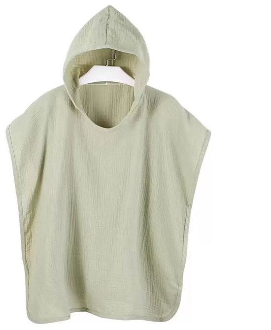 Badponcho Groen | 100% Katoen | Zacht en Licht | Met Capuchon | 76 x 76 cm | Peuter | Kind