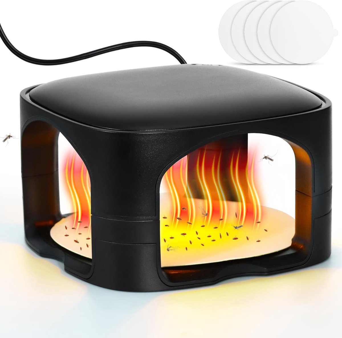 SnelShoppen - Vlooienval voor woning met 5 kleefschijven, USB-LED, thermische aantrekking, omnidirectionele vlooienval voor woonkamer, keuken, slaapka