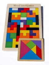 DMG Supply Houten Spelset - Blokpuzzel - Tangram Puzzel - 2 Spellen - Houten Speelgoed - Vanaf 3 Jaar
