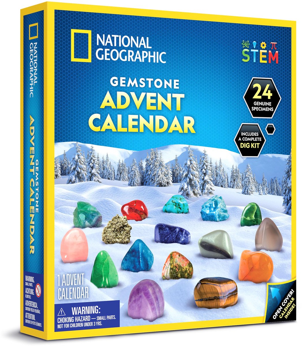 SnelShoppen - Edelsteen Adventskalender 2024 - Limited Edition Kids - 24 Prachtige Edelstenen - Kerst Countdown Kalender - Mini Edelsteen Graaf Kit -