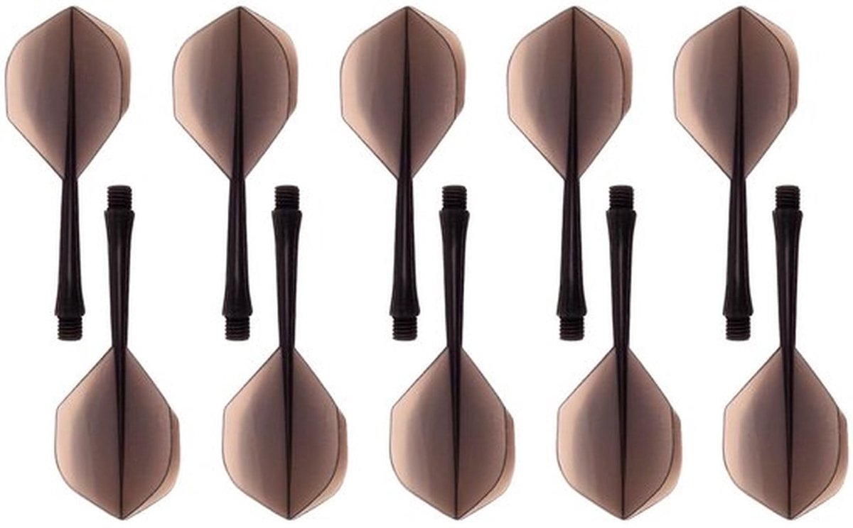 Set van 10 - Geïntegreerde Dartshaften - Plastic Dartvleugels - Dart Accessoires - Grote Vleugelvormige Dartstelen - Duurzaam Plastic Dartset - Zwart