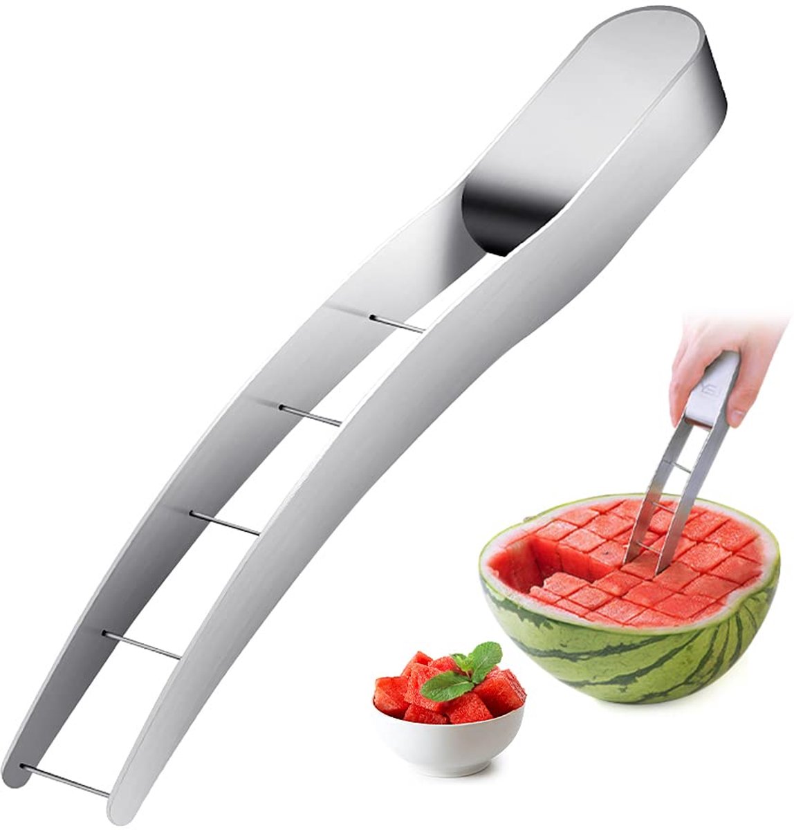 Dailygoods - Watermeloensnijder van Roestvrij Staal - Fruitsnijder voor Meloen en Papaja