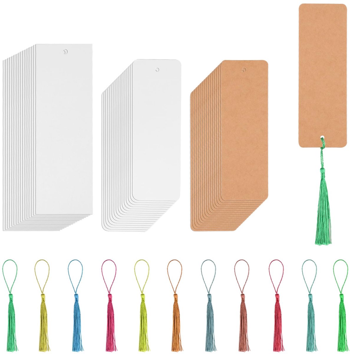 Dailygoods - 60 Stuks Lege Boekenleggers Set - Aesthetische DIY Boekenleggers met 60 Kleurrijke Kwastjes