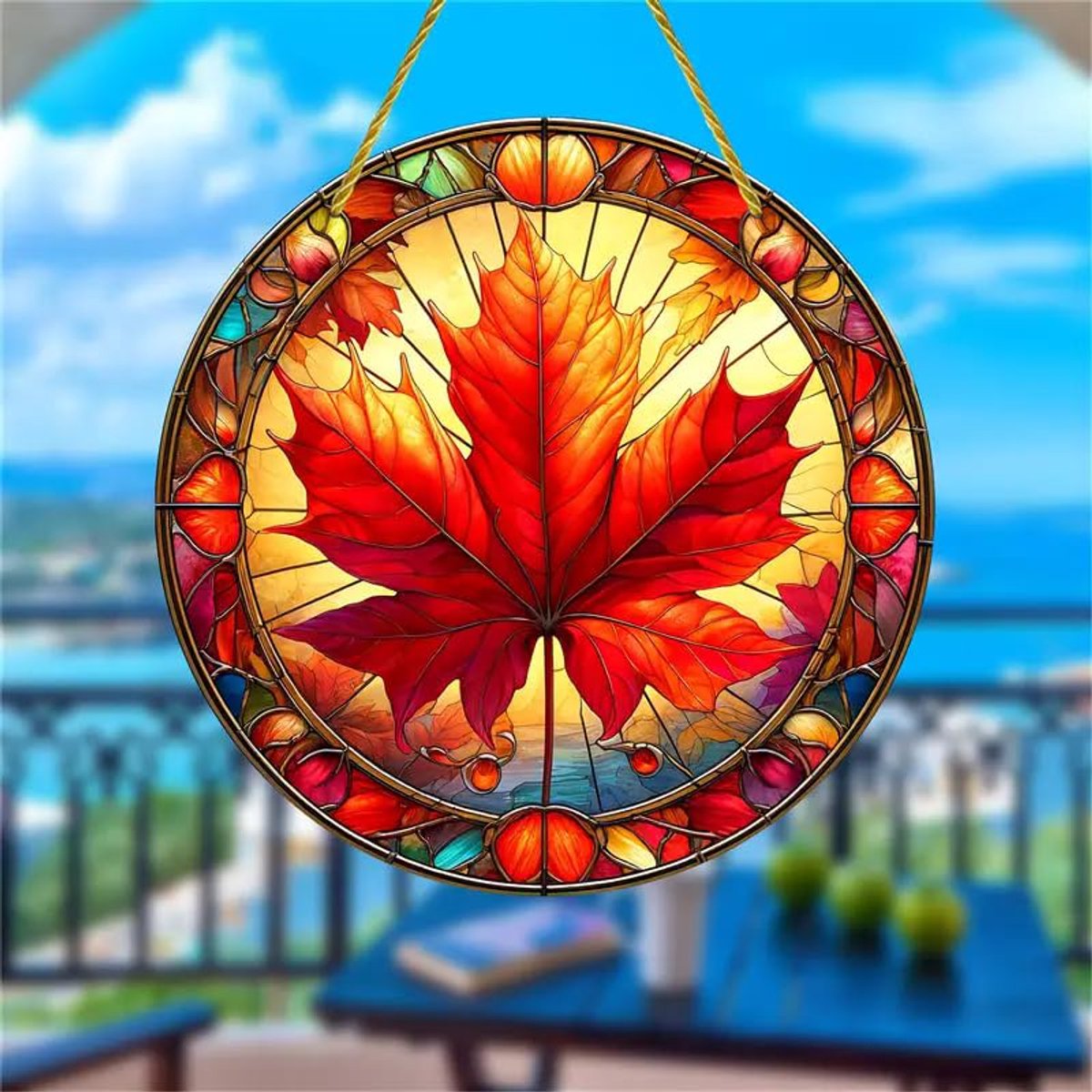 Dailygoods - Hello Autumn Maple Leaf Acryl Gevlekte Glazen Raamdecoratie