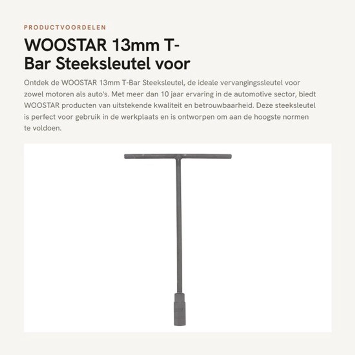 T-Bar Steeksleutel 13mm - Steeksleutelhouder - Steeksleutel 24 - Steeksleutel 15 - Steeksleutel 30 - Vervangingsonderdeel voor motorfiets en auto