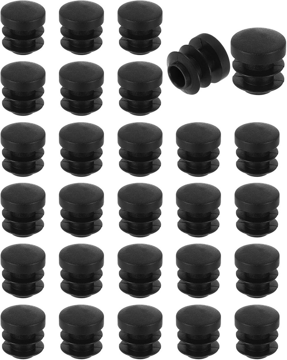 Dailygoods - 28 Stuks Ronde Kunststof Eindkappen 12 mm - Zwarte PE Buisplugins voor Meubelpoten