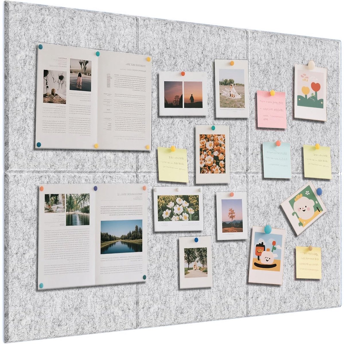Dailygoods - Grote Zelfklevende Bulletin Board Felt 90 x 60 cm - 6 Stuks