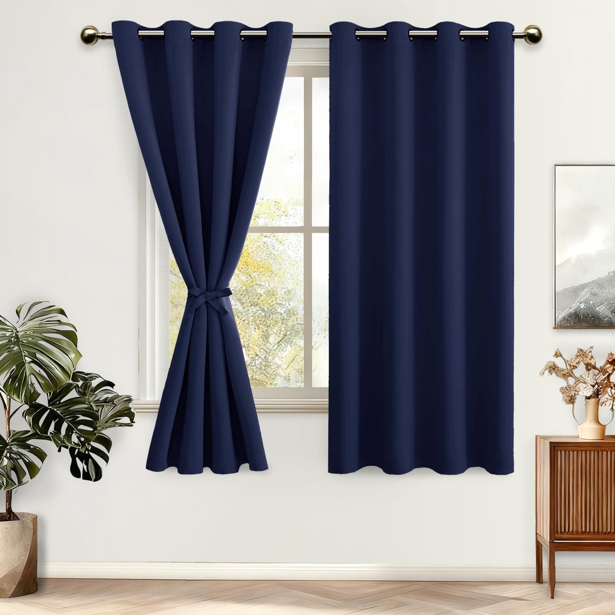 Dailygoods - Thermo Verduisteringsgordijnen met Oogjes, 2 Stuks, Donkerblauw 145x140 cm