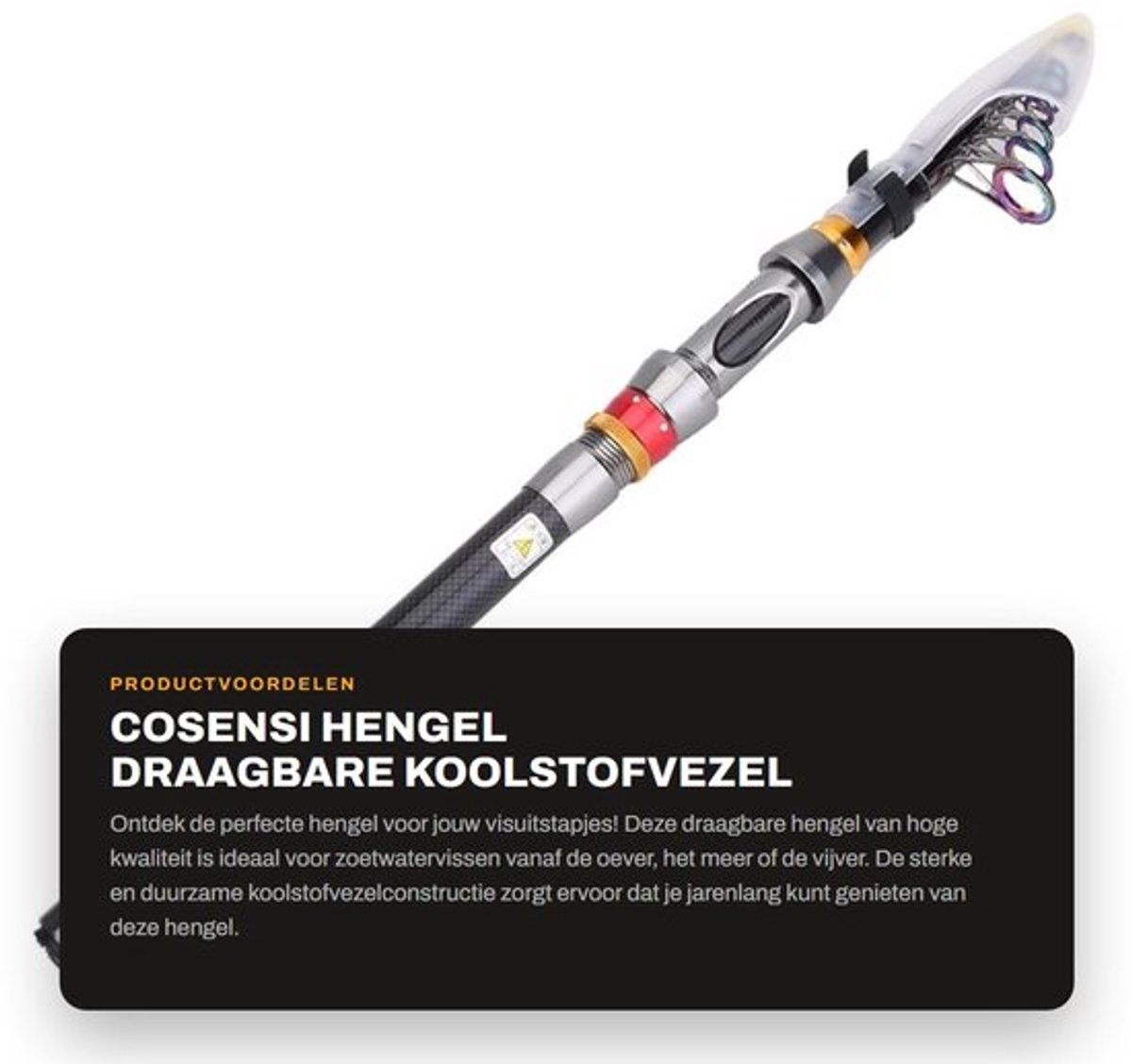 Hengel Koolstofvezel - Draagbare Hengel - Zoetwatervissen Accessoire - Sportvissers - Hoogwaardige Materialen - Duurzaam Ontwerp - Visserijhengel