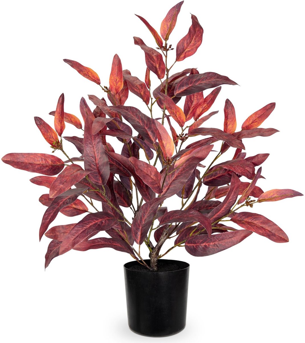 Dailygoods - Kunstmatige Eucalyptusplant in Pot - Rode Herfstboom Decoratie voor Binnen en Tuin