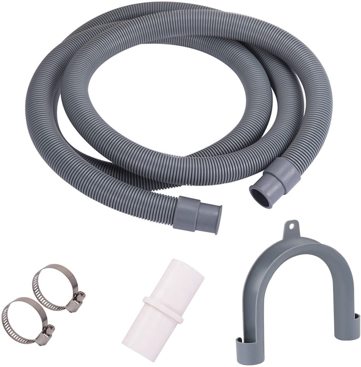 Dailygoods - Afvoerslang Verlenging met Beugel en Slangklemmen - 2 Meter Lang