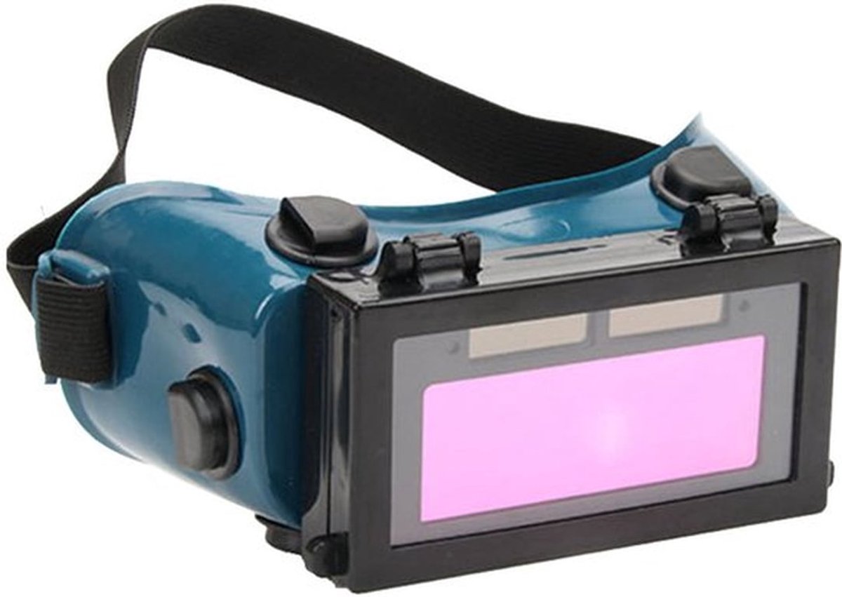 Lasbril, op zonne-energie werkende, automatisch lichtregelende bril, geschikt voor lassers, veiligheidsbril voor de bouwplaats, elektrisch lassen (blauw).