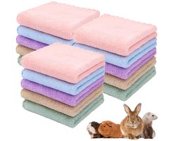 Meerschweinchen Dekens 15 Stuks - Fleece Huisdier Deken 35 x 75 cm - Waterdichte Voering - Ultrazacht Coral-fleece - Geschikt voor Kleine Dieren - Huisdierdeken