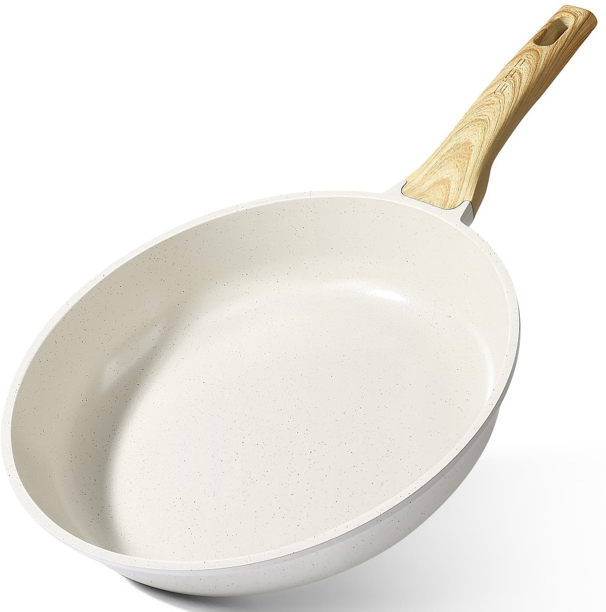 Dailygoods - Wit Keramische Koekenpan - Antiaanbakpan met Warmtebestendige Handgreep - Ø 24 cm