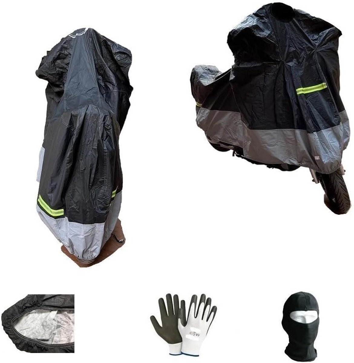 Motorhoes Fleece - Scooterhoes Afdekhoes - Motor Beschermen - Waterdicht Krasbestendig - 203 x 89 x 122 cm - Grijs Zwart