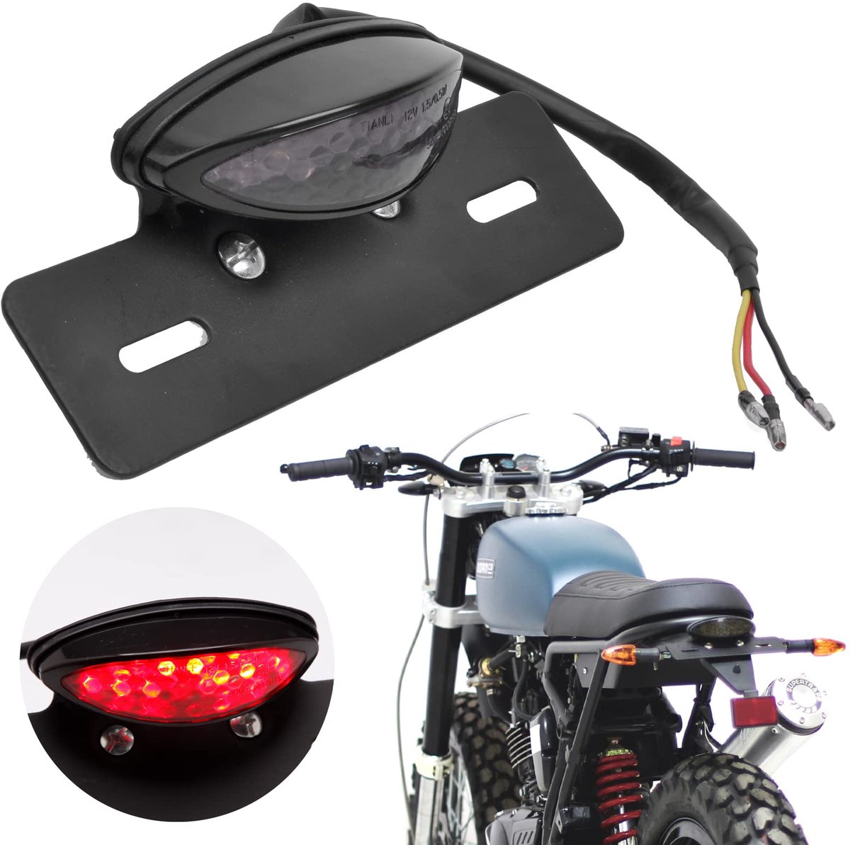 Dailygoods- Motor Achterlicht LED - Hoogwaardige ABS - Aluminium Houder - Universele Pasvorm - E-getest - Sterk en Duurzaam - Verbeterde Rijveiligheid - Motorfietsverlichting