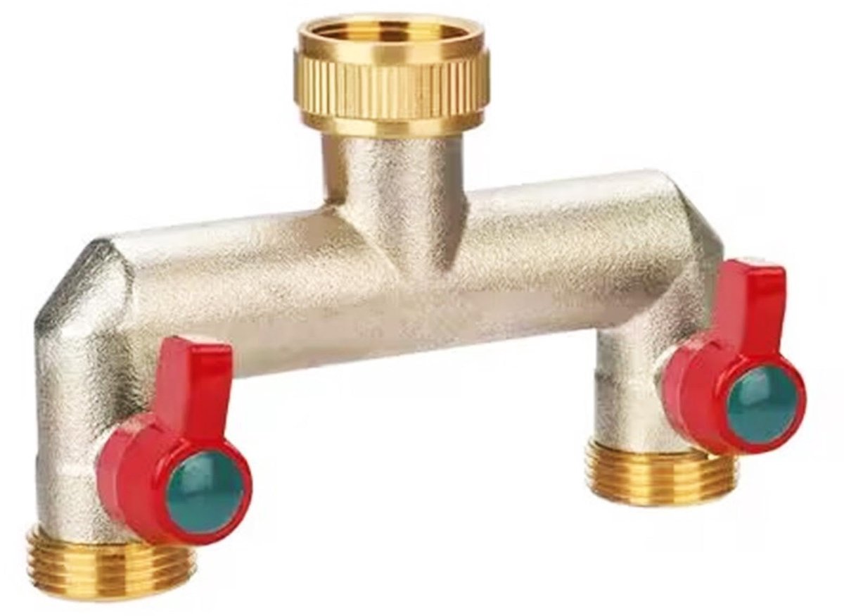 Dailygoods - 2-Weg Waterverbinder - 3/4 Inch Verdeelstuk met Kogelkranen