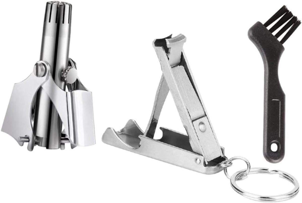 Roestvrijstalen Neushaartrimmer - Gezichtshaartrimmer Tondeuse - Persoonlijke Verzorging - Geen Batterijen Nodig - 5 x 3.3 x 3.6 cm - Zilver